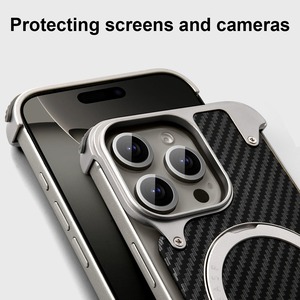 ◆iPhone16 Pro/Pro Max◆ Carbon Fiber Texture Metal Phone Case / カーボンファイバー テクスチャー メタル スマホケース