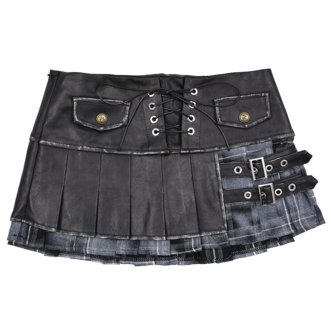minus kilt レザーポーチ　あおばくん着用　巻きスカート ドッキングレザーラップ風スカート | VOLCAN&APHRODITE 公式通販