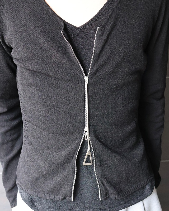 zip design double zip cardigan