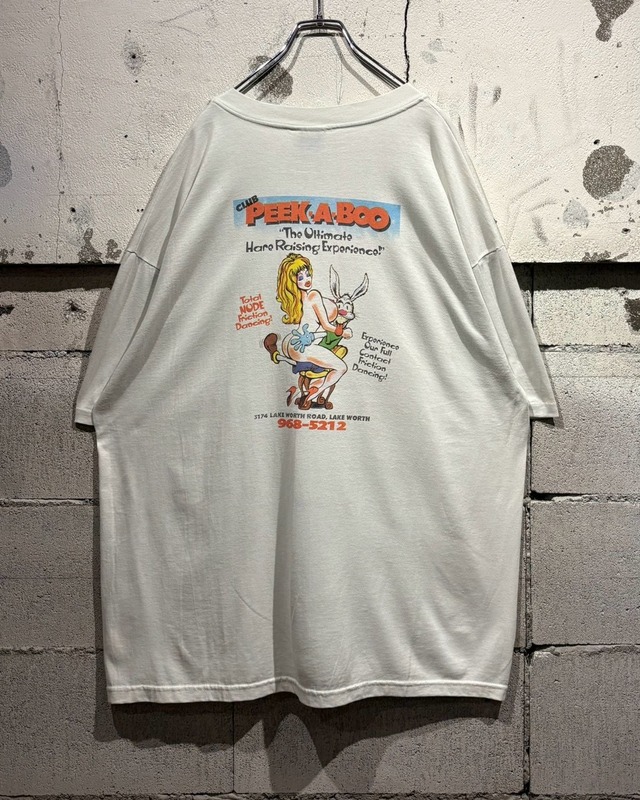 【Caka otto】 90's “Club Peek-A-Boo” Sexy Girl × Rabbit Graphic Vintage T-Shirt