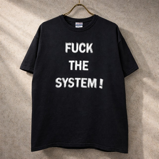 00's FUCK THE SYSTEM! motion logo Tシャツ ブラック