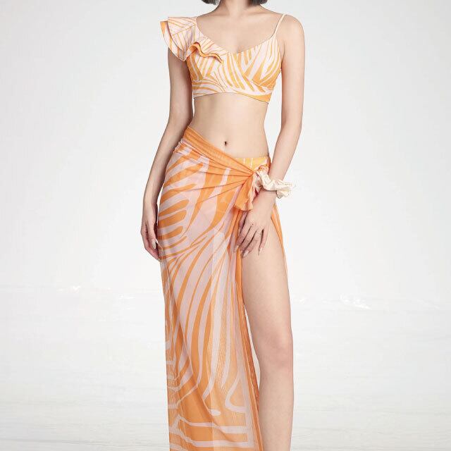 セパレート水着 パレオ 透け感 オフホワイト | y-boueki -import