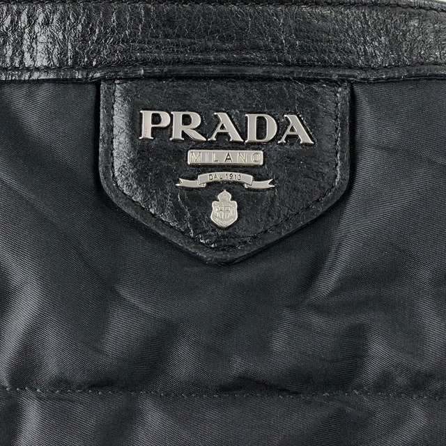 PRADA プラダ トートバッグ ブラック ロゴ チャーム ナイロン ワンショルダーバッグ vintage ヴィンテージ オールド td4ahh