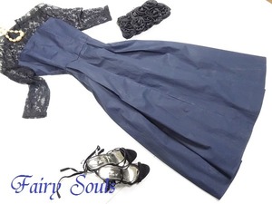 ★M(9号)☆胸元レースコットン混ミモレ丈のワンピース(OPN5698)