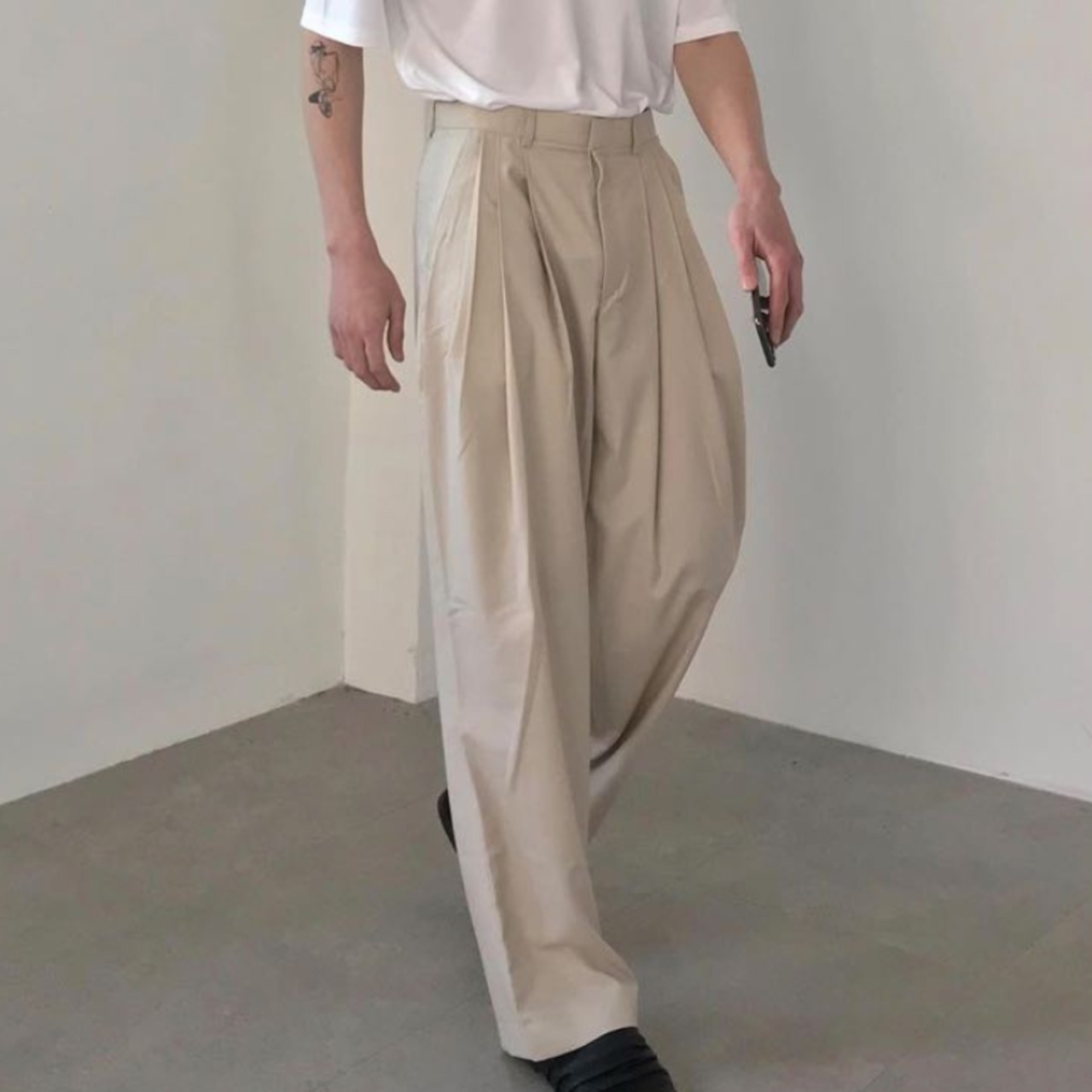 ルーズ立体プリーツモードパンツ　0780