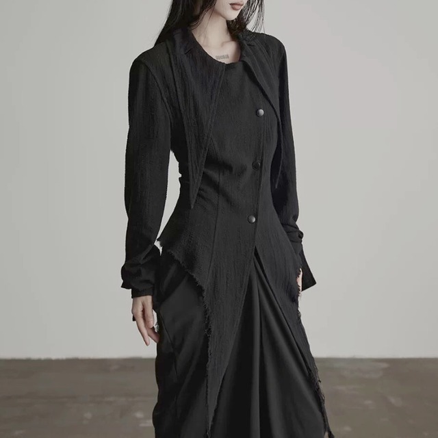 Frayed tie layered shirt C1316