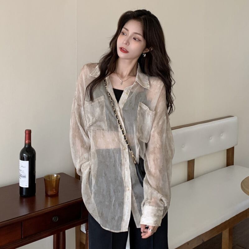 スタンダードスタイルシャツ レディースサマー薄手 ロング レトロ 夏物 YY-ファッション58994065418