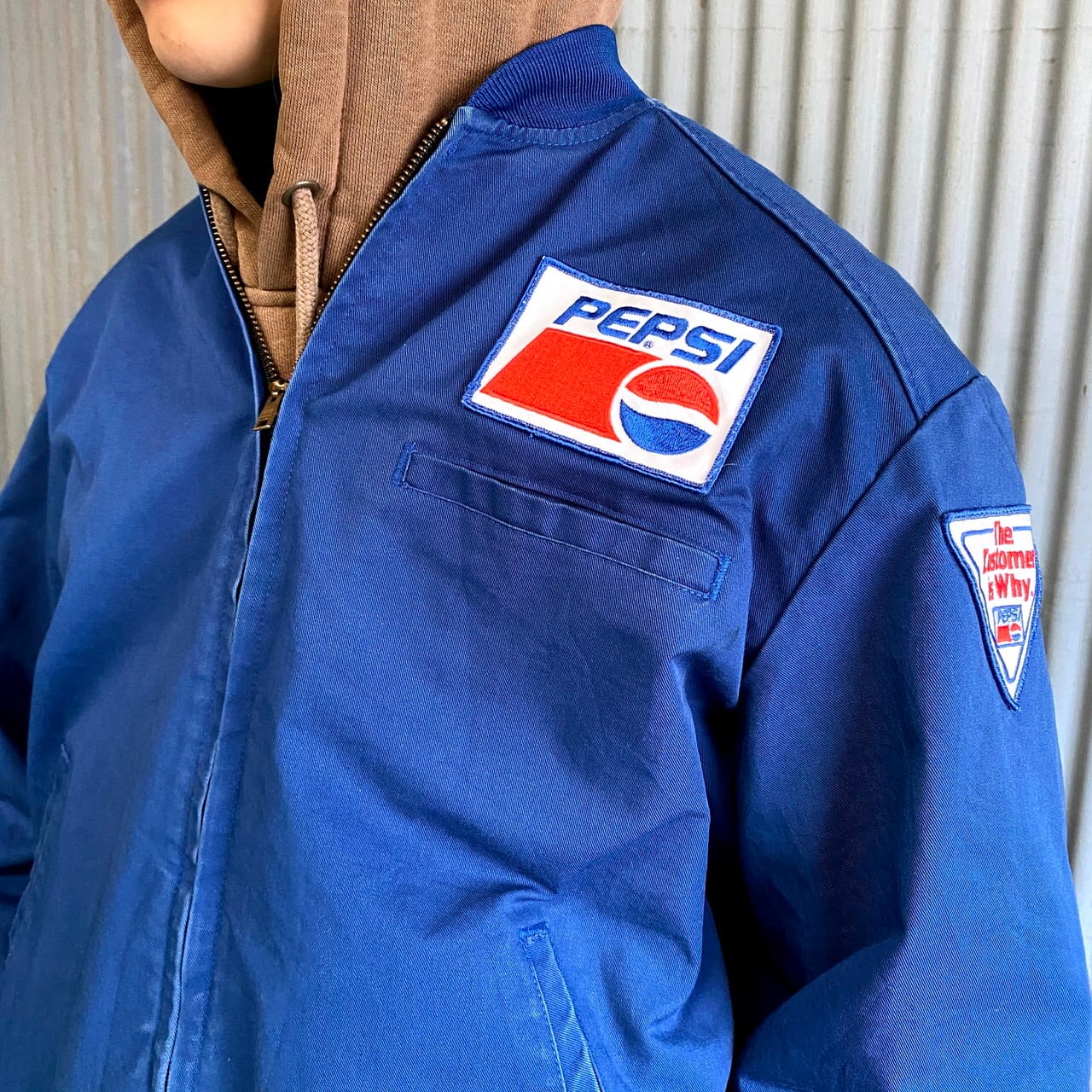 【非売品❇️】メンズPEPSIダウンナイロンジャケット　ブルー ロゴワッペン付