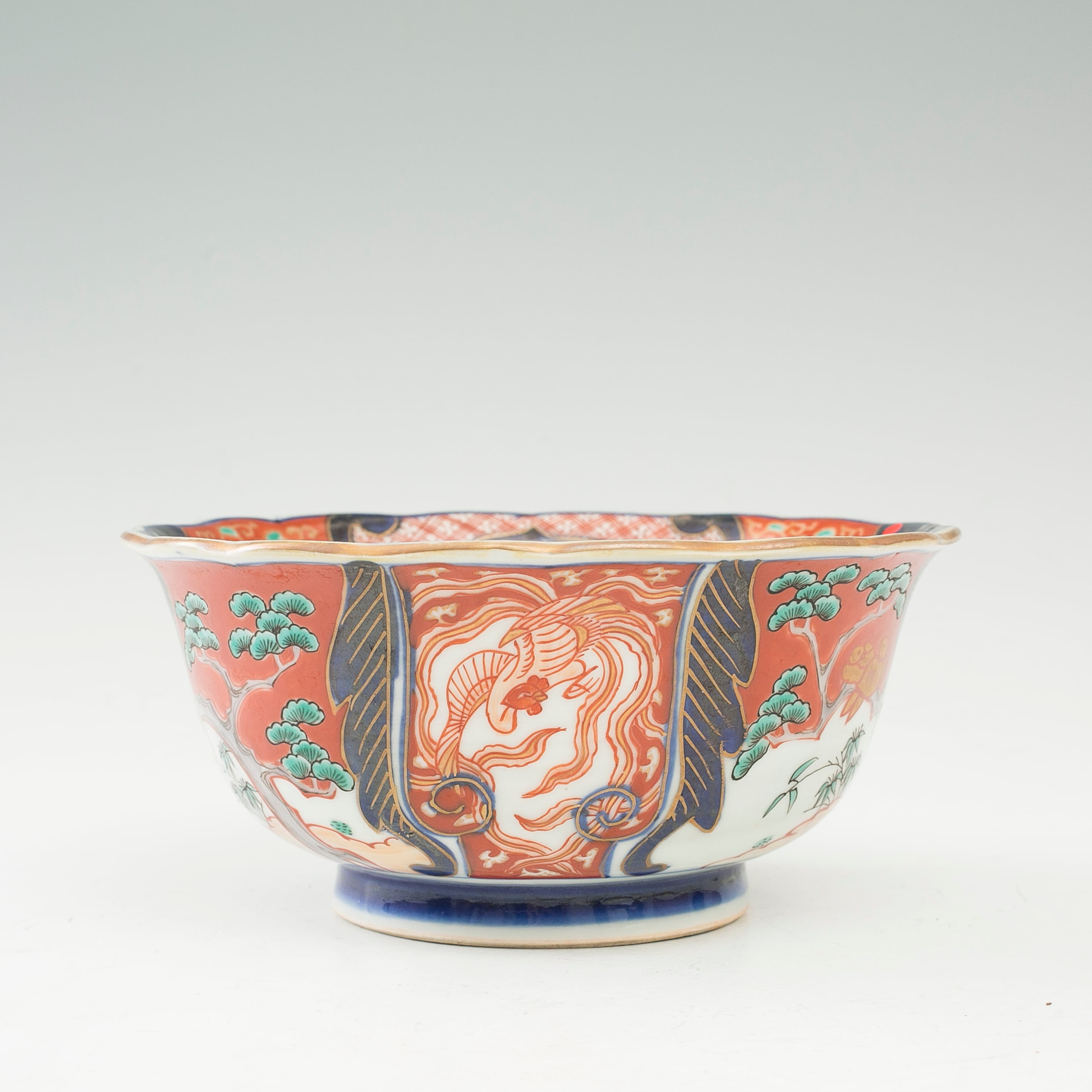 古伊万里 色絵金彩 染錦 仙人 亀 鶴 赤絵 大皿 大鉢 深鉢 和食器 訳あり☆セール アウトレット カケ 金継ぎ練習 金継ぎ材料 □ 伊万里
