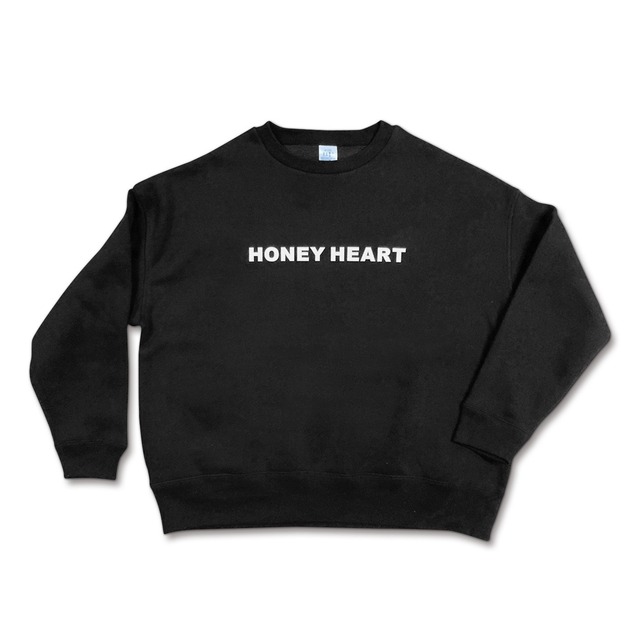 【Honey heart】ビッグシルエット ロゴスウェット クルーネック（白×黒ロゴ）