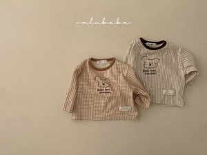 【valu bebe】格子チェックベアT beige check 60〜90cm【240201va】