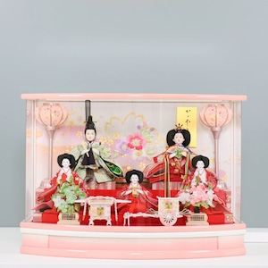 親王・三人官女 五人アクリルケース飾り 【麗羽】 ひな人形|雛人形|ボンボリ照明|和モダン|フラワー
