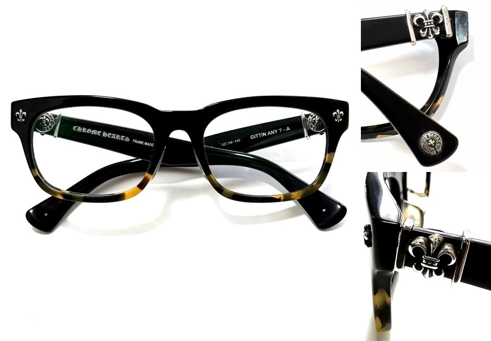 CHROME HEARTS クロムハーツ GITTIN ANY-A ウェリントン ブラック メガネ シルバー リリー ユリ 925 眼鏡 べっ甲 メンズ レディース 男女兼用 サングラス