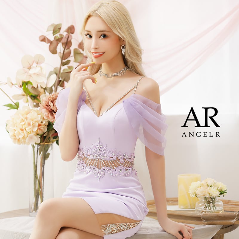 [ウエストパールビジューレースオフショルダータイトミニドレス]AngelR( | Dress Collection