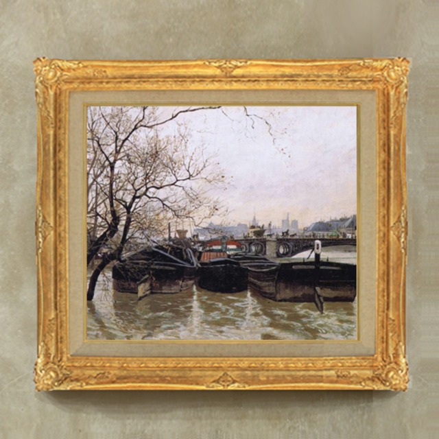 直筆仕上げ油絵【フリット・ダヴロー】Flooding by the Seine    F10　絵画 アート インテリア  風景画