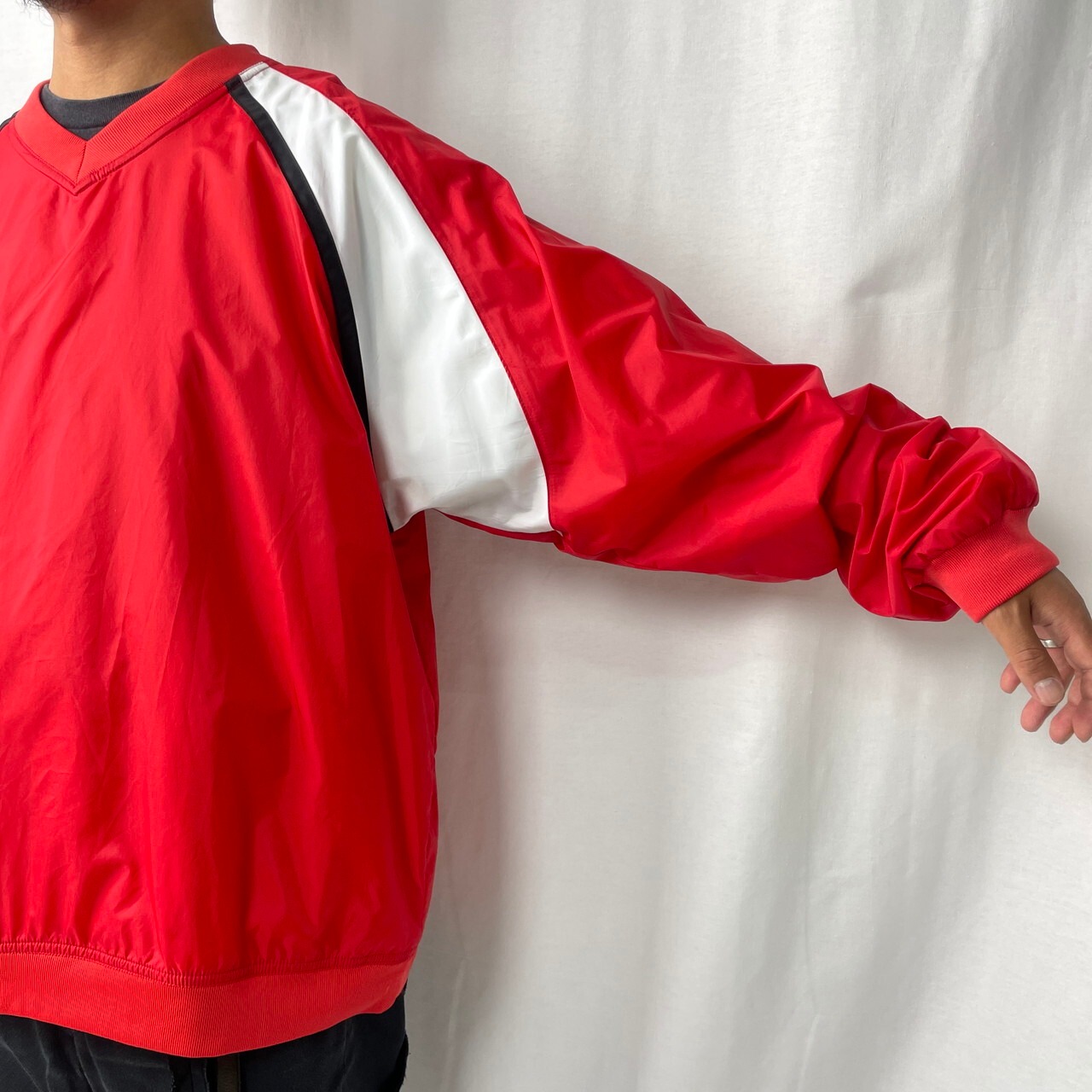 00年代 adidas TEAM アディダス パフォーマンスロゴ Vネック ナイロン