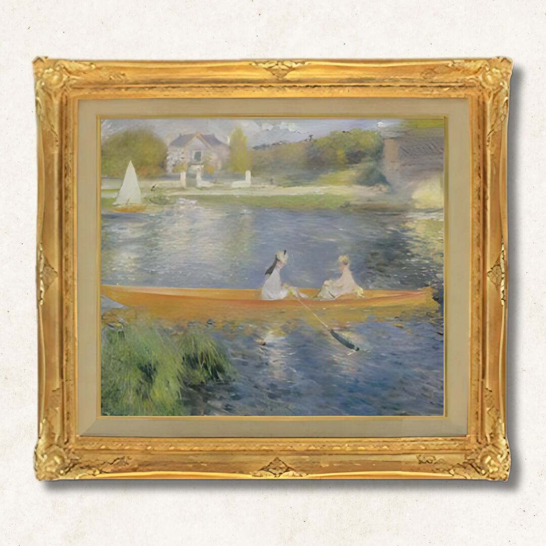 直筆仕上げ油絵【ルノワール】小舟 F10 絵画 インテリア 人物画