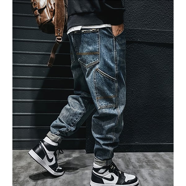 Side pocket design denim pants P171