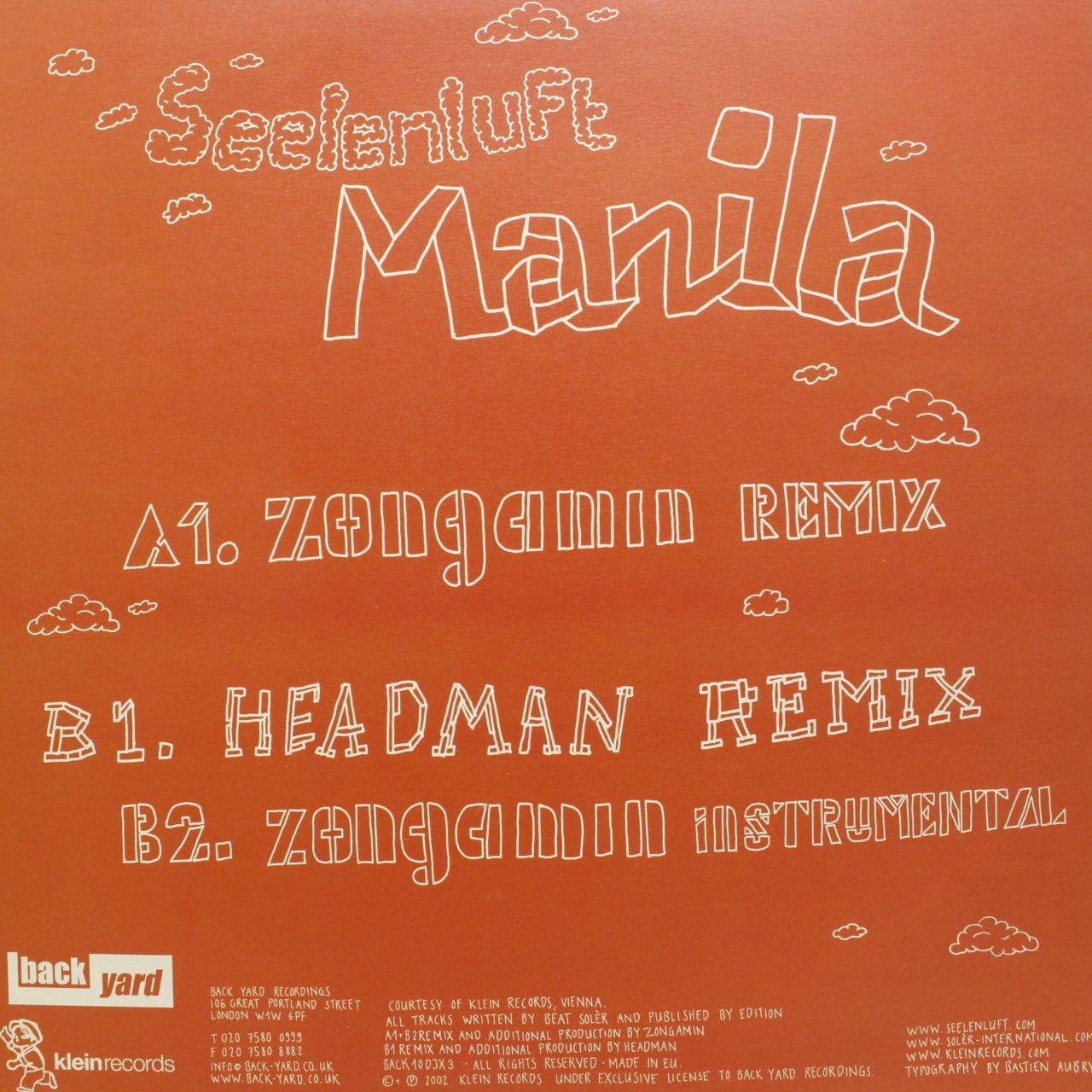 Seelenluft / Manila (Includes the new Zongamin mixes) [BACK 010DJX3] - 画像2