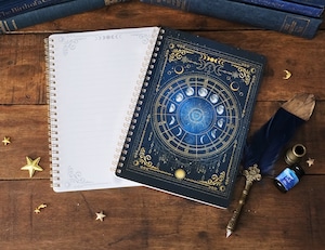 魔法の本のようなノート "月の満ち欠け・12星座" リング綴じノート