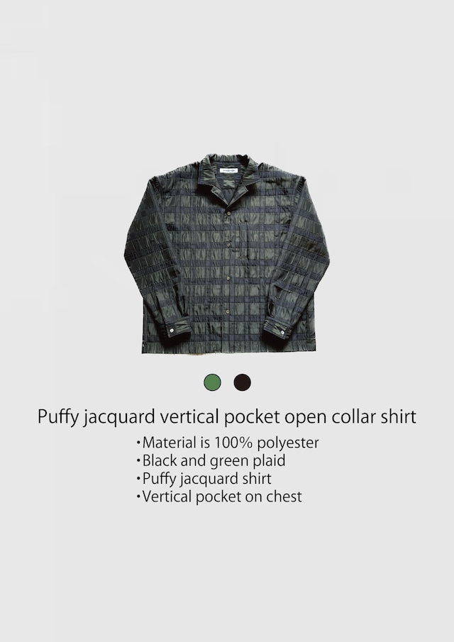 Puffy jacquard vertical pocket open collar shirt