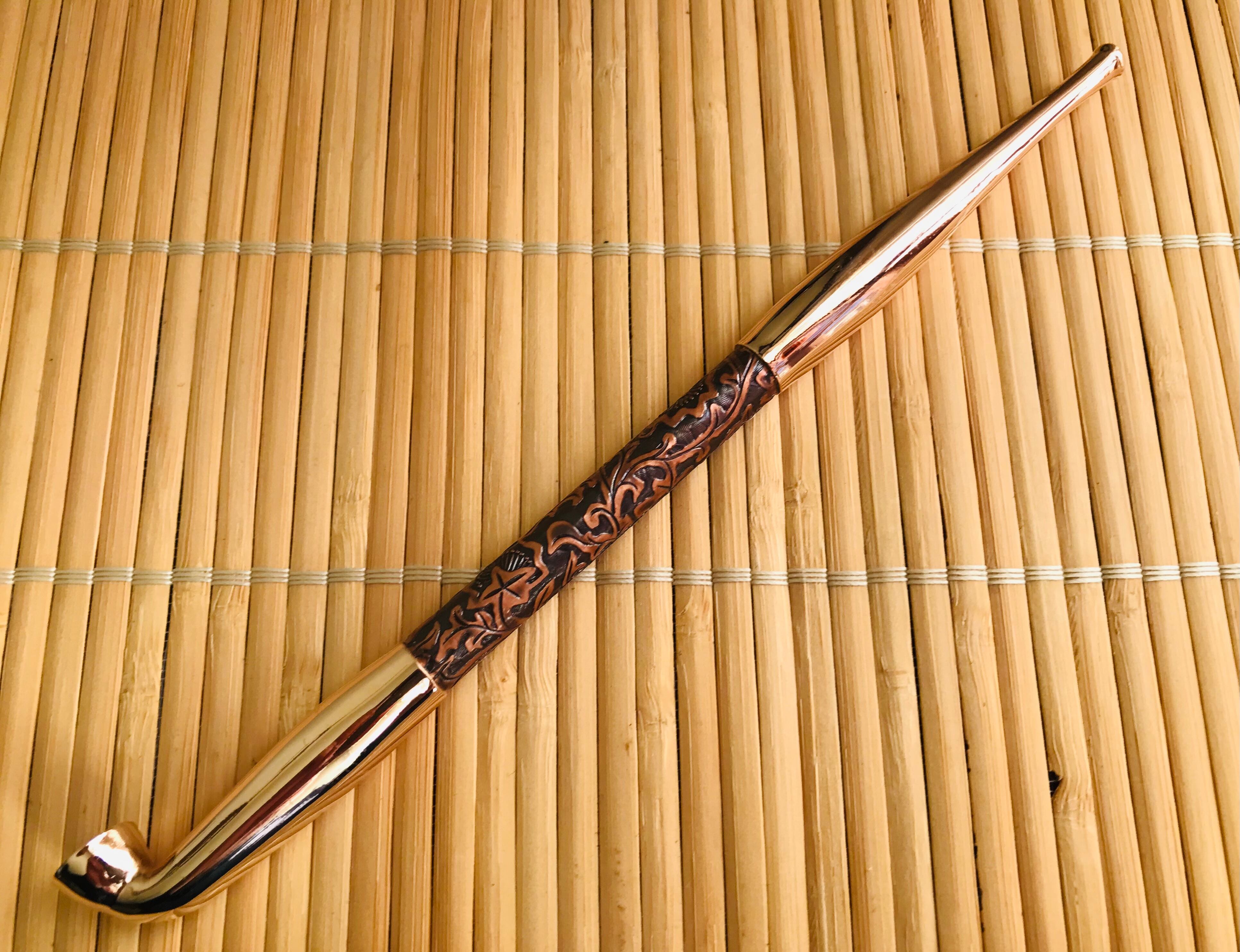 真鍮煙管・電鋳仕上げ 唐草柄・ピンクゴールド | 煙管や 一期一会