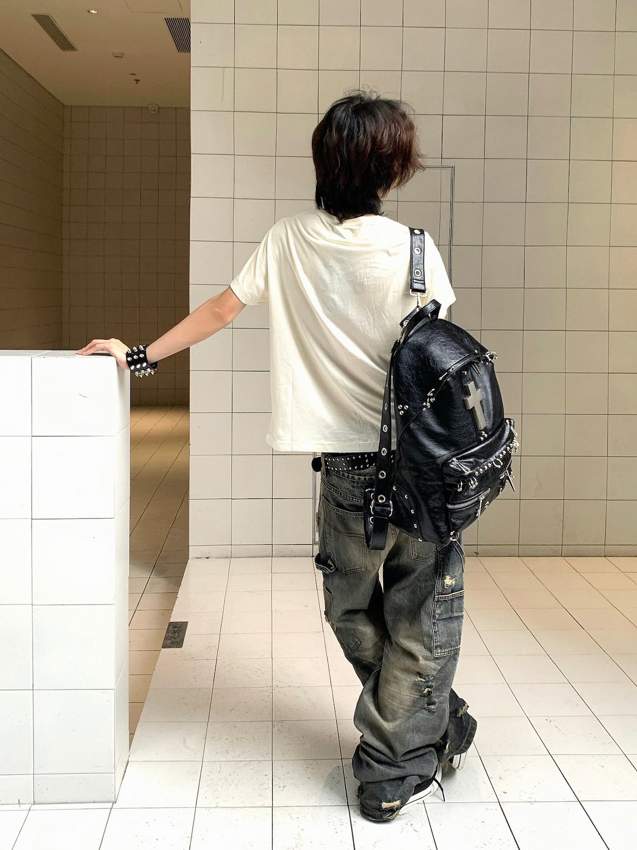 【TH4SWE】Distressed Dirty Wash Carpenter Jeans