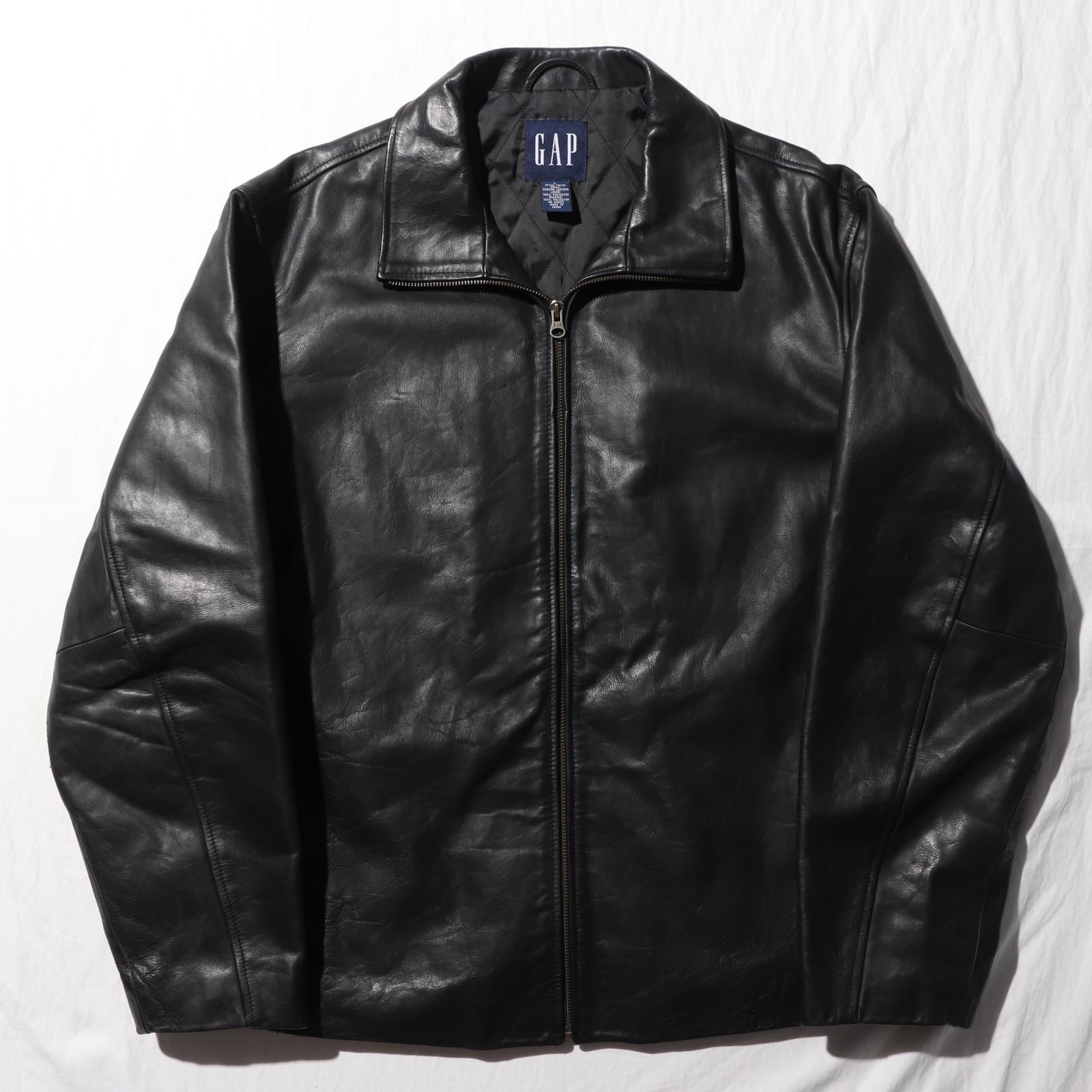美品 L ハイジップ OLD GAP ブラック 牛革 本革 レザージャケット 黒 