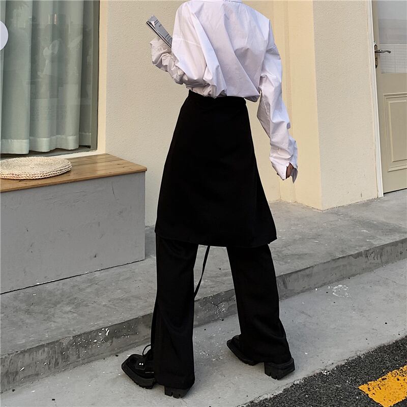 Shanbenシリーズ ズボン スカート かっこいい 個性的 デザイン性有り ブラック 黒い 合わせやすい Elegant