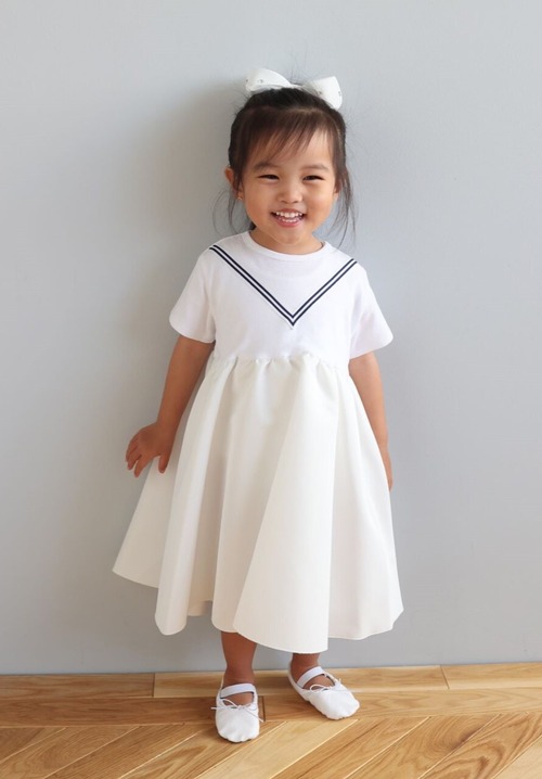 MARINE BALLERINA T-DRESS WHITE 7M-6Y