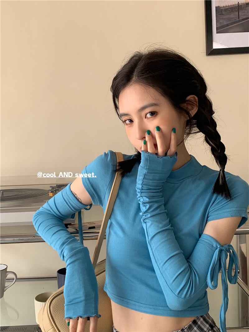 Tシャツ ショートスプリングトップス ロング 春物 ブラックストロベリース49295380811