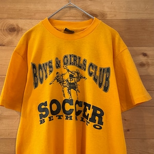 【PLATINUM】90s USA製 サッカー Tシャツ ナンバリング プリント アーチロゴ Medium us古着