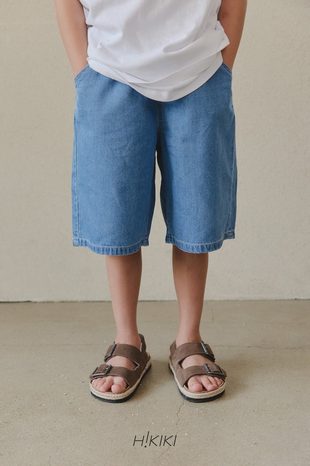 【取寄】hikiki｜basic denim bermuda｜ベーシックデニムバミューダパンツ｜5-19｜kids&jr｜26 summer