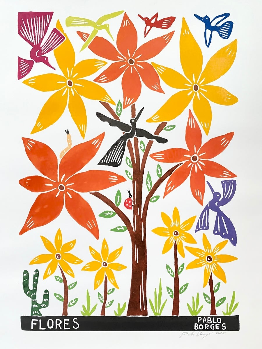 PABLO BORGES パブロ・ボルジェス 木版画 L 【FLORES】