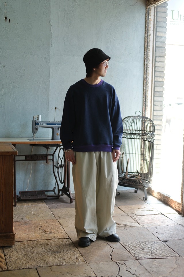 Utah／90's "Lee” bi-color raglan sweat / made in USA / remake