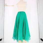 社交ダンス 衣装 スタンダード スカート レッスンウェア レディース 練習着 グリーン系 緑 Sanline サンリーヌ ラインストーン 上品 エレガント フレッシュ ボリューム 優雅 78cm ウエスト33.5cm ポリエステル 日本製 二重スカート ラインストーン付き