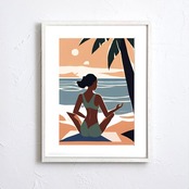 Serenity Flow｜海辺の静寂を描く癒しのヨガアート｜自然と心が調和するリゾートモダンポスター Make SenseA4ポスター