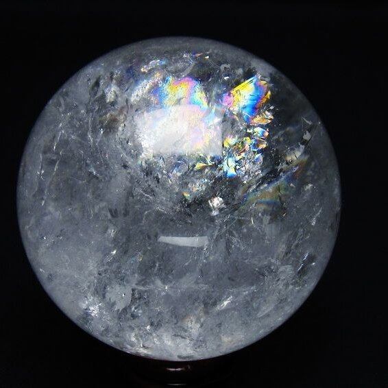 水晶 丸玉 虹入り 58mm スフィア 置物 水晶玉 一点物 151-8730