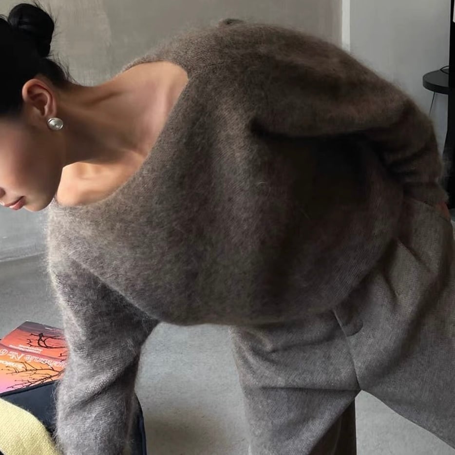 長袖 ワイドネック ニット プルオーバー YH9694