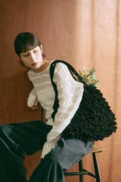 Circle Motif Mohair Thick Wave Pattern Pullover Knit