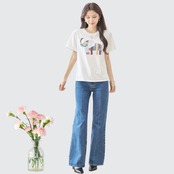 TRUBE キラキラ象さんデザインTシャツ【M~L】ホワイト
