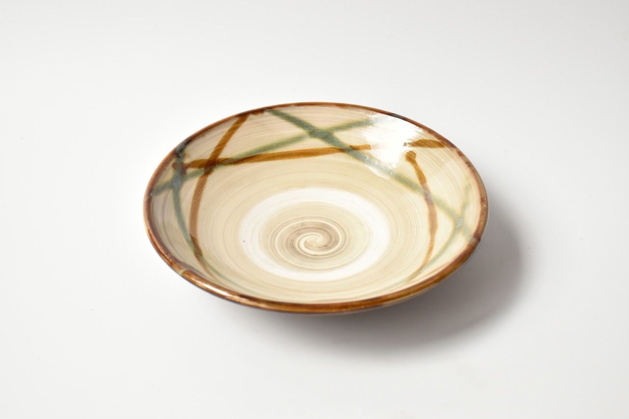 <Event Only> 小鹿田焼 / 黒木昌伸窯 : 6寸皿 白 青飴掛け流し