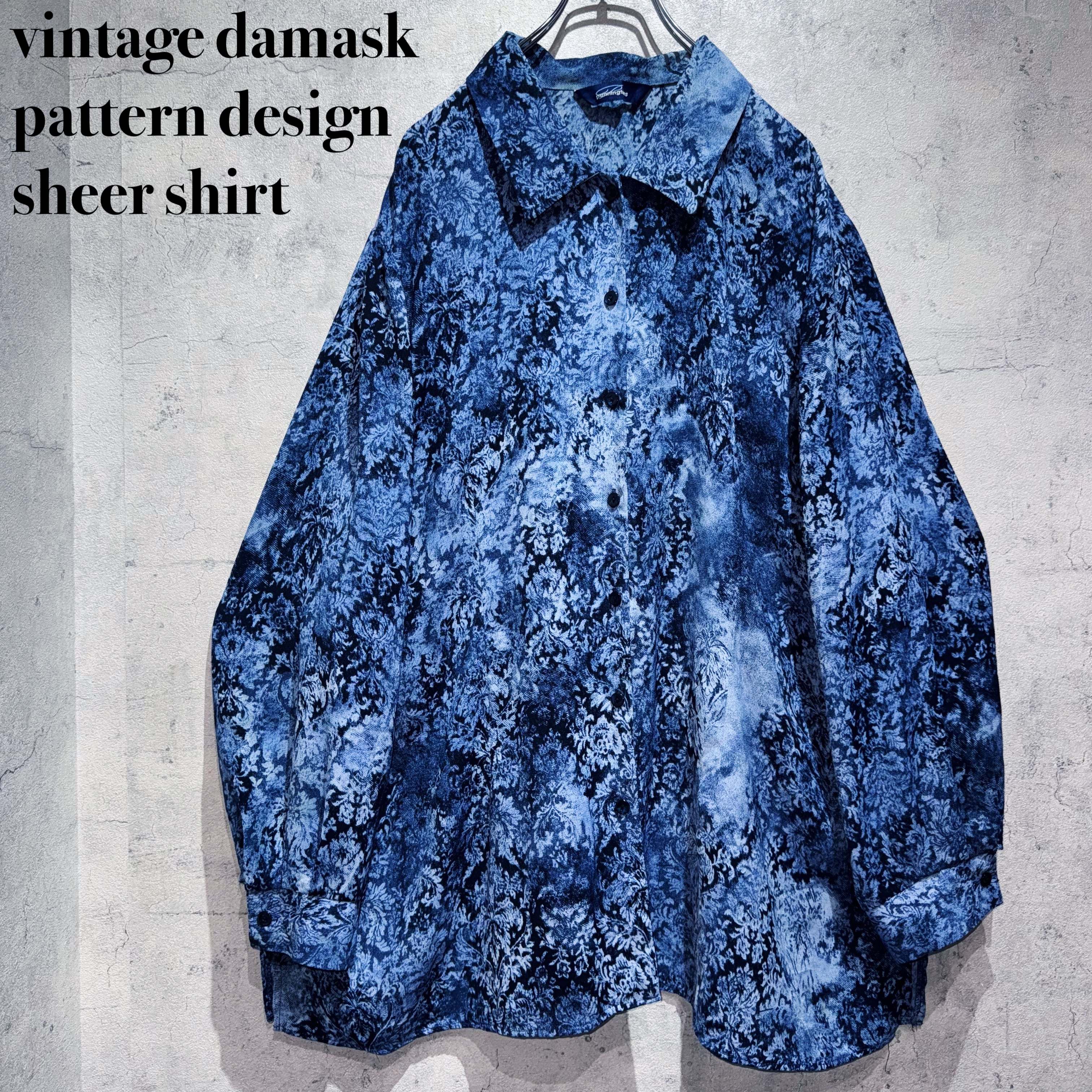 vintage damask pattern design sheer shirt