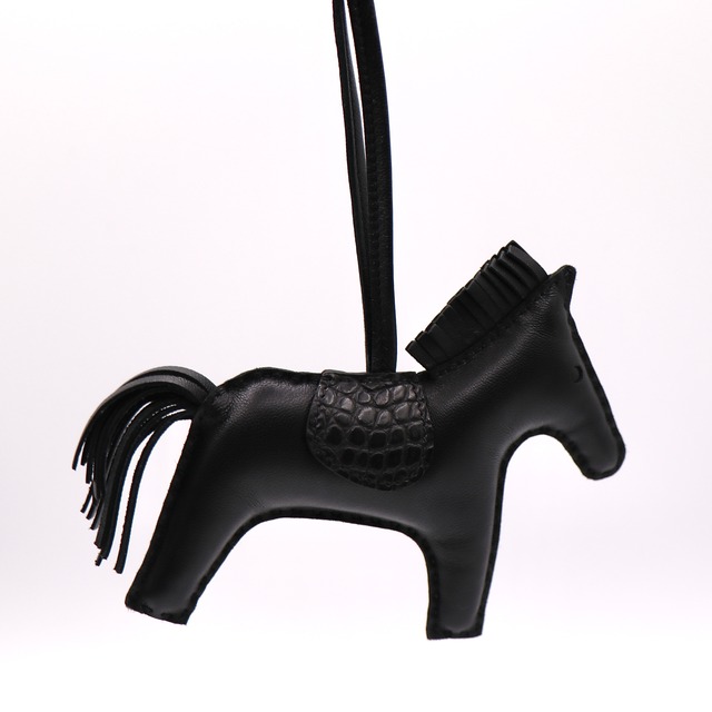 HERMES ロデオ バッグチャーム レザー ブラック エルメス