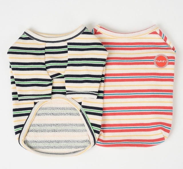 綿コットン100%のボーダーロンT‐ (RED)