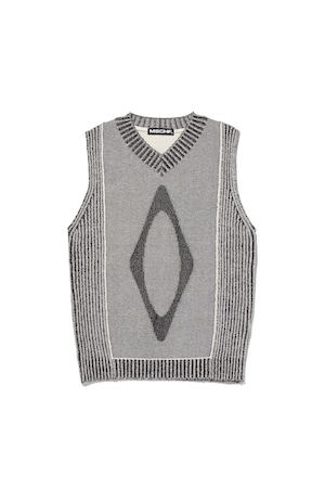 [MSCHF] RHOMBUS KNIT VEST_BLACK/CREAM ミスチーフ 正規品 韓国ブランド 韓国ファッション 韓国代行 韓国通販 mischief