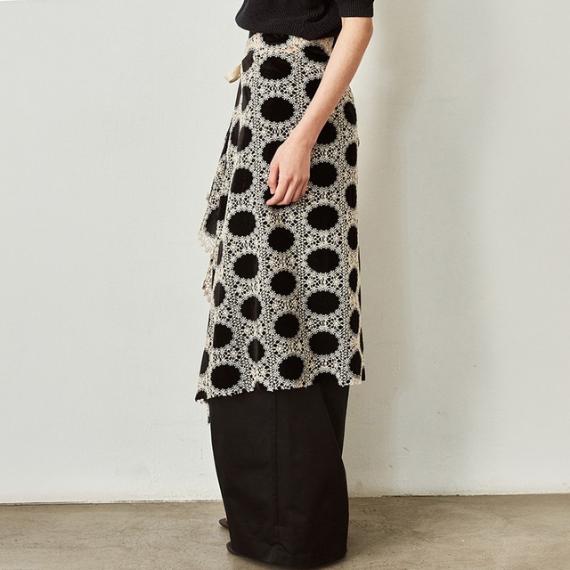 Dot crochet wrap skirt A00168