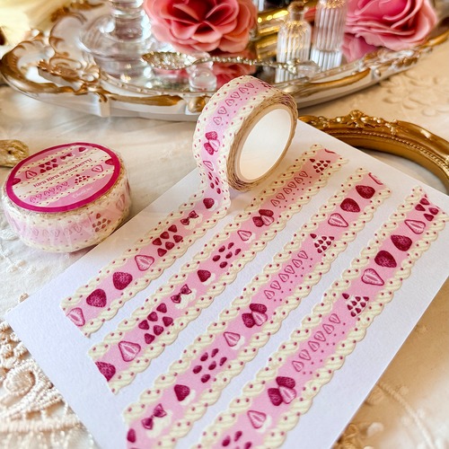 新作予約☆CHO775｜Cherish365【Kira Kira Strawberry】型抜き キラキラグリッター マスキングテープ