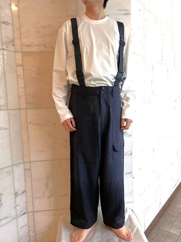 adidas Y-3（ワイ－スリー） 【Y-3 U CRINKLE VISCOSE SUSPENDER PANTS