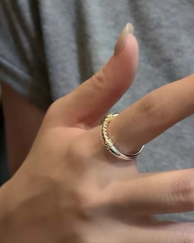 S925 Golden rope ring (R19)